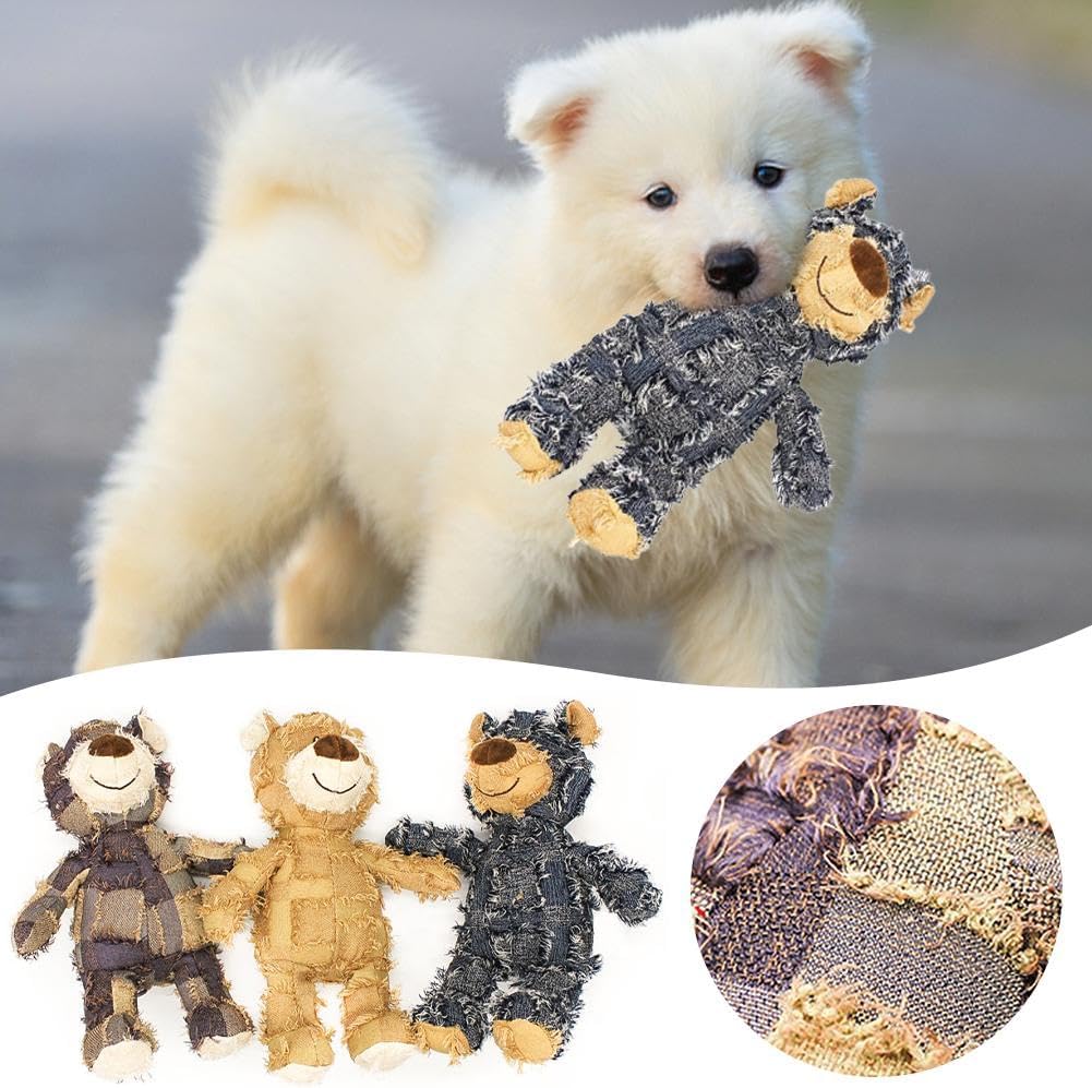 Peluche per cani a forma di animale, grigio scuro e beige, con fischietto