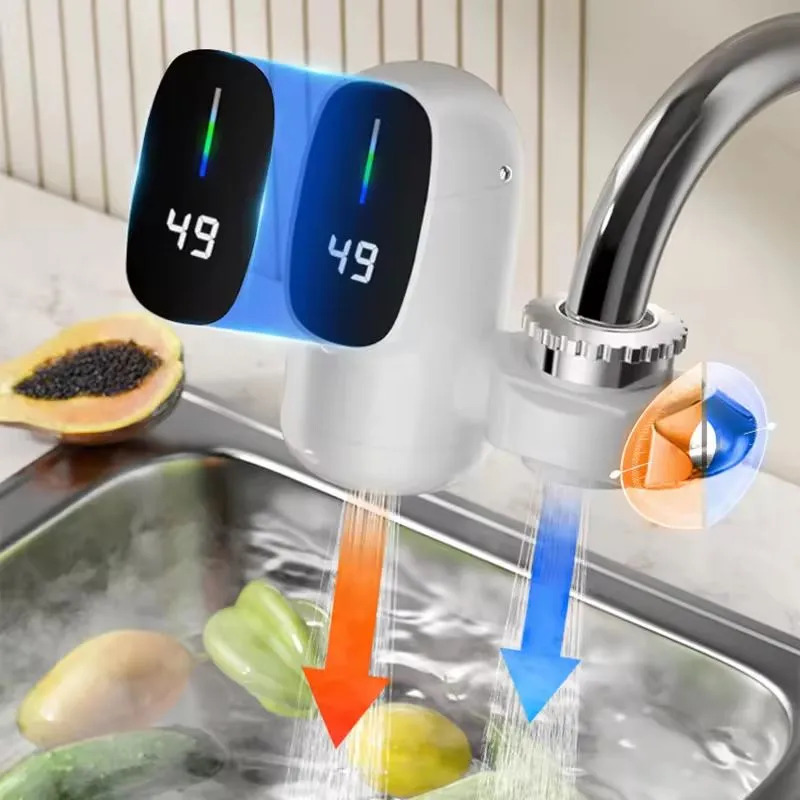 Scaldabagno Elettrico Istantaneo 3000W con Rubinetto e Display Digitale – Riscaldamento in 3 Secondi per Cucina e Bagno
