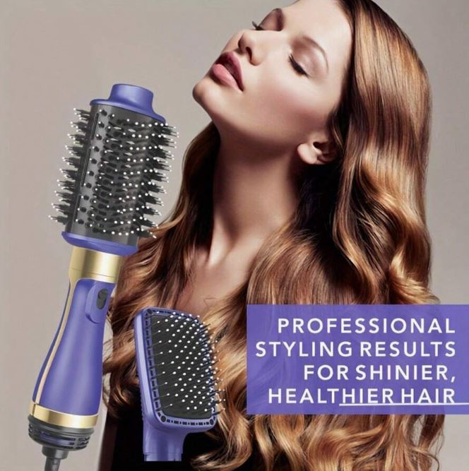 Asciugacapelli styler 2-in-1 con accessorio quadrato forato e manico blu