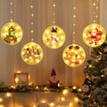 Catena luminosa natalizia a LED con dischi rotondi decorativi illuminati, pupazzo di neve e albero