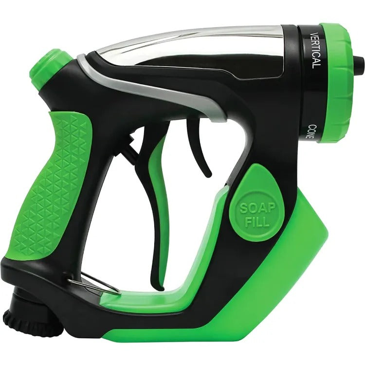 Pistola idropulitrice verde e nera con indicazione “SOAP FILL” e scritta “VERTICAL”