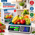 Bilancia commerciale digitale con doppio display LCD e piano in acciaio inox