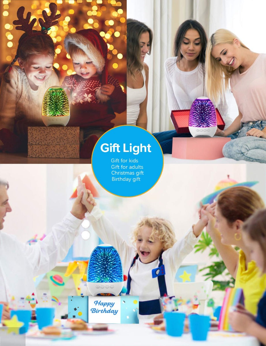 Lampada notturna LED RGB a goccia bianca, luce verde con raggi multicolori