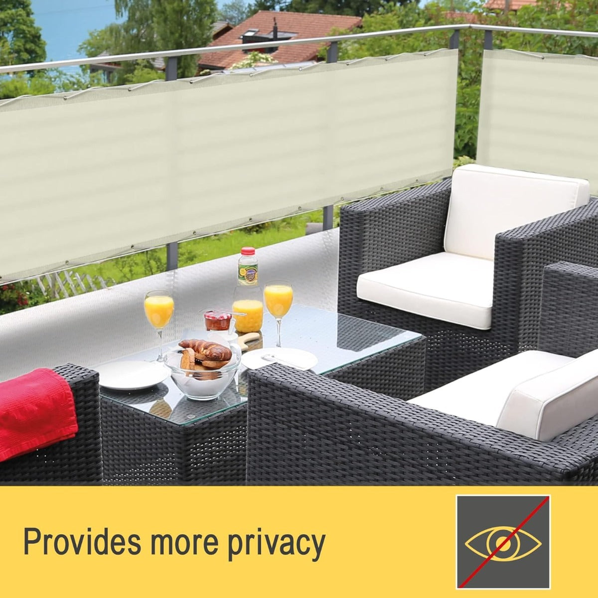 Telo Frangivista per Balcone Beige 500x85 cm – Copertura Oscurante Impermeabile con Occhielli e Corde, Protezione UV 50+