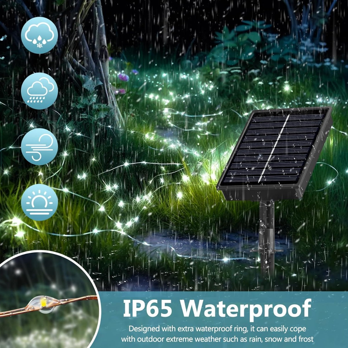 3 x Luci Solari da Esterno 10m – 100 LED Luce Bianca Fredda – 8 Modalità di Illuminazione – Impermeabili IP65 – Catena Luminosa per Giardino, Patio, Matrimonio, Feste