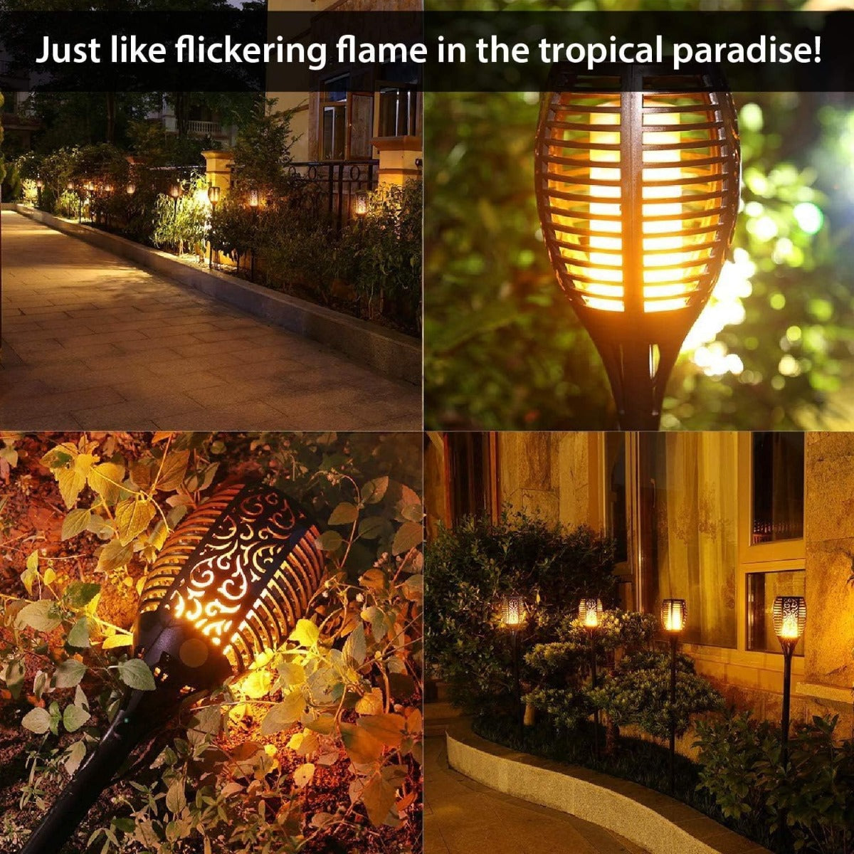 Lampioncino solare LED da giardino con picchetto, luce gialla che illumina le fessure