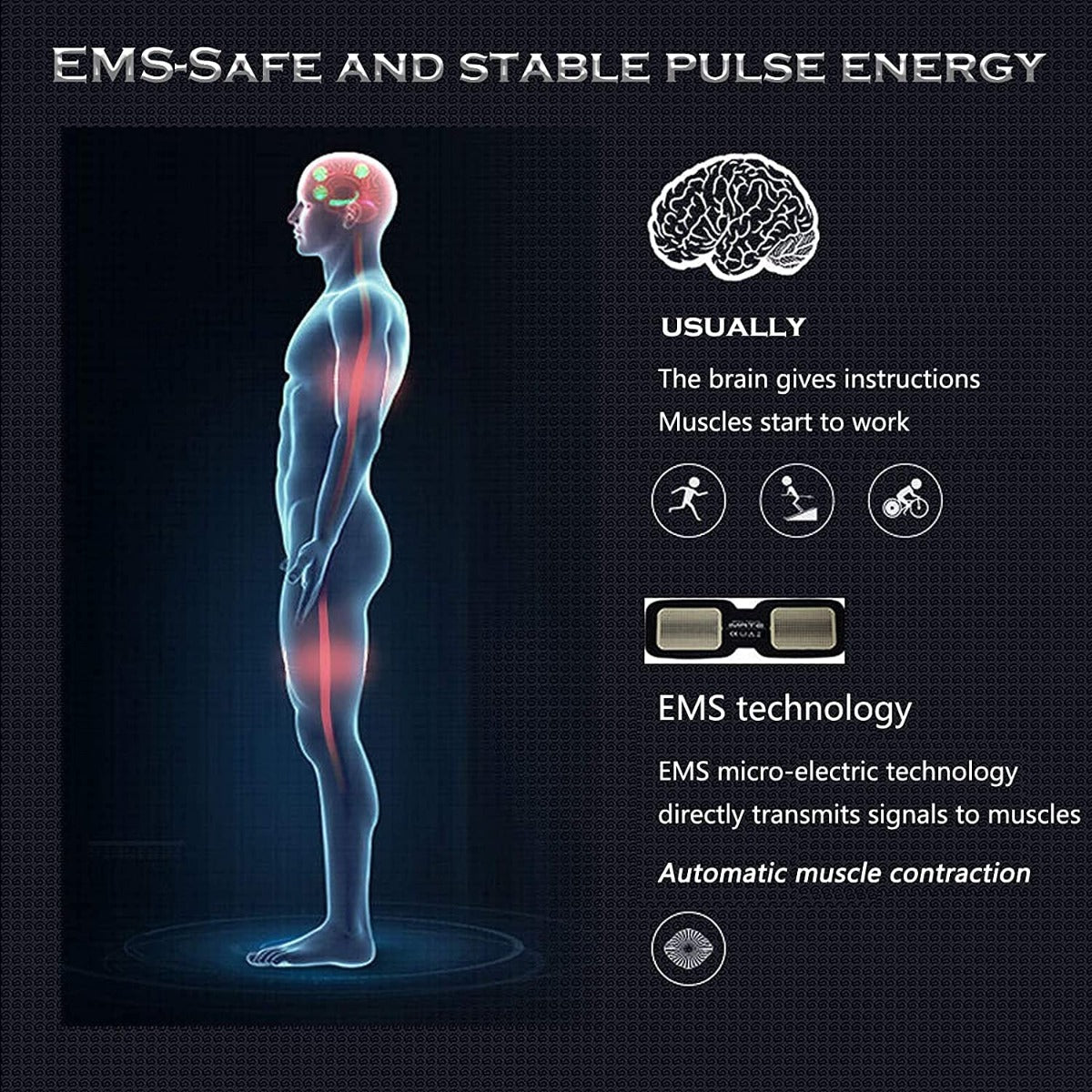 Stimolatore elettrico per addominali ems per la stimolazione muscolare con 6 modalità usb ricaricabile per addome braccia gambe