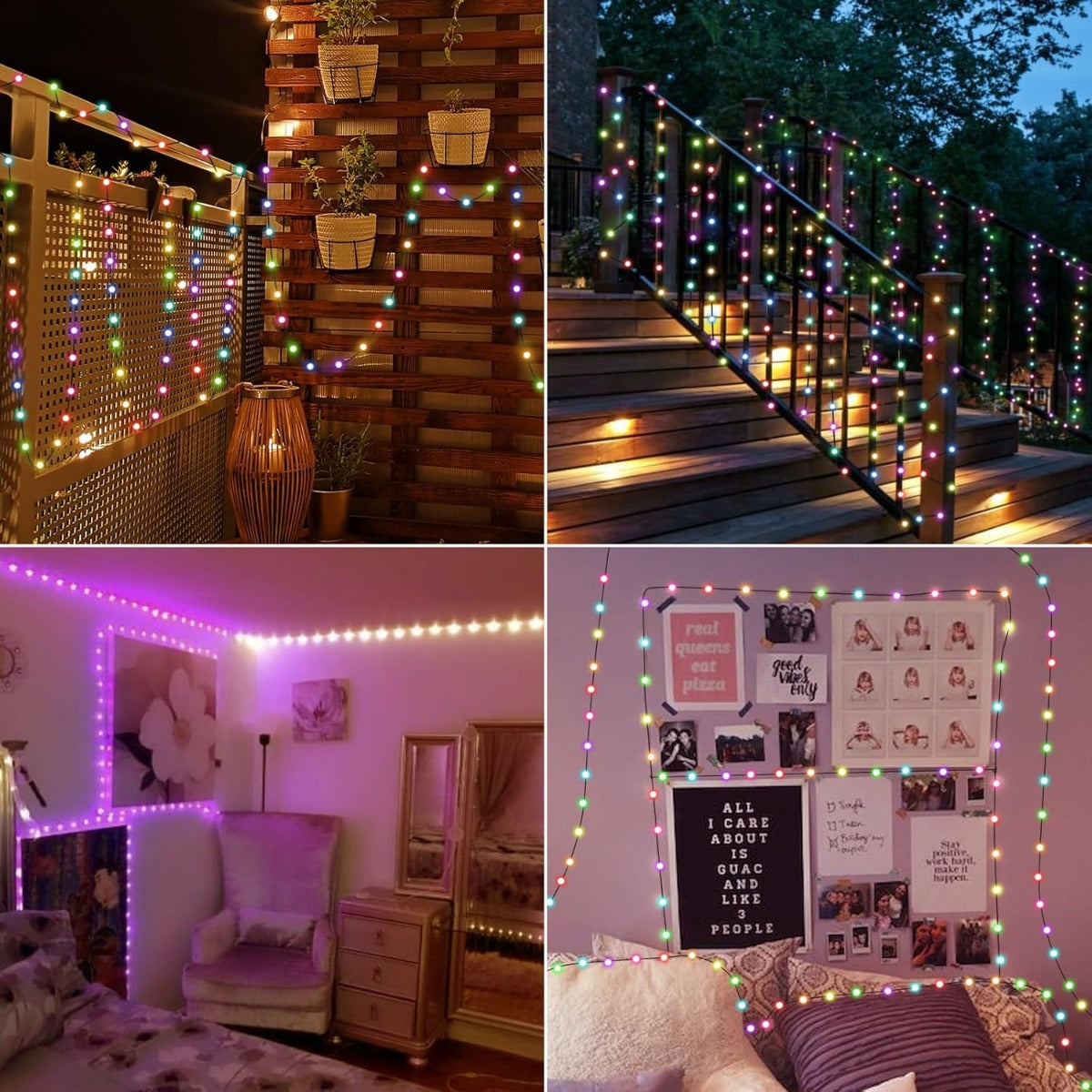 Luci LED decorative RGB lungo ringhiera e balcone, effetti multicolore