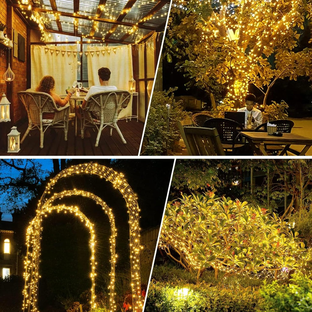Catena luminosa solare decorativa con archi LED caldi per giardino e terrazza