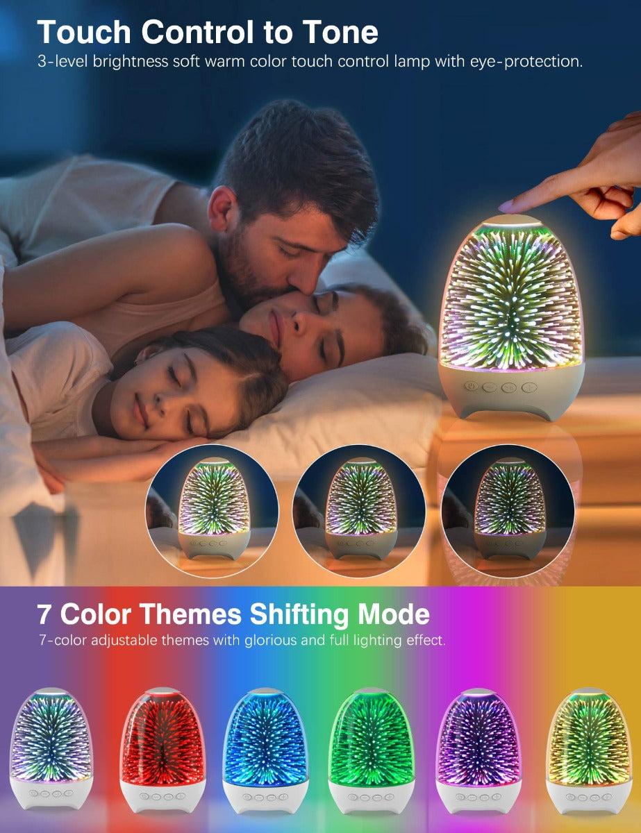 Lampada notturna LED RGB a goccia bianca con luce multicolore verde e viola