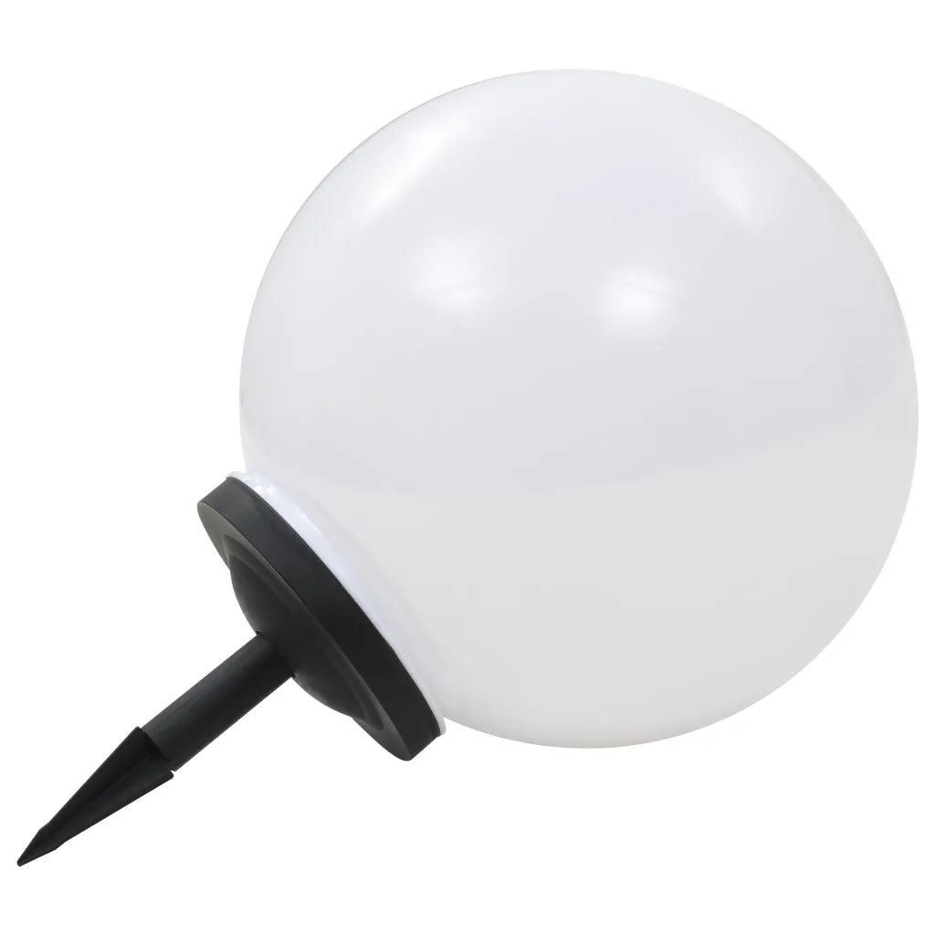 Lampada solare sferica LED da esterni bianca con supporto laterale nero