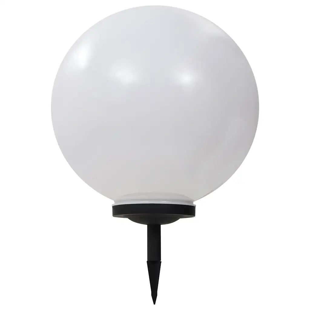 Lampada solare sferica LED RGB da esterni con picchetto nero e diffusore bianco