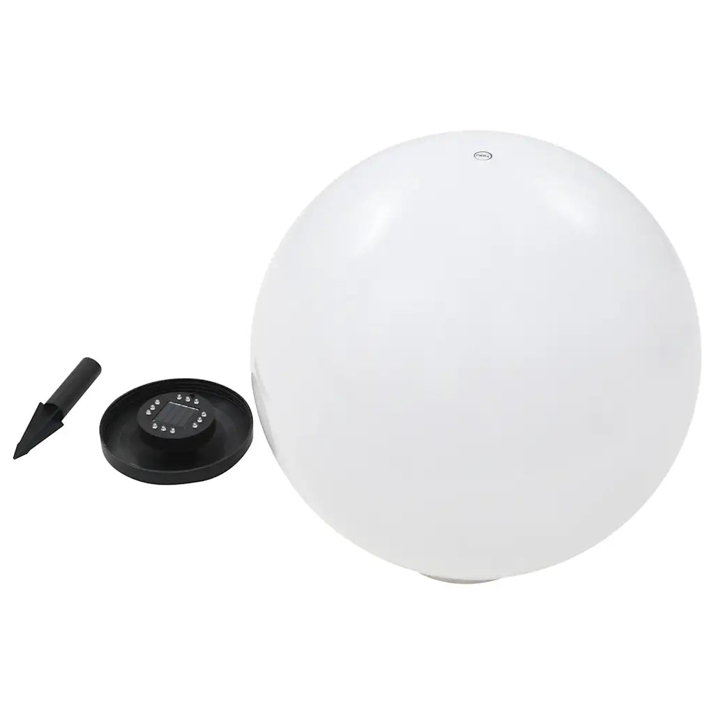 Lampada solare sferica LED RGB bianca con telecomando nero e picchetto