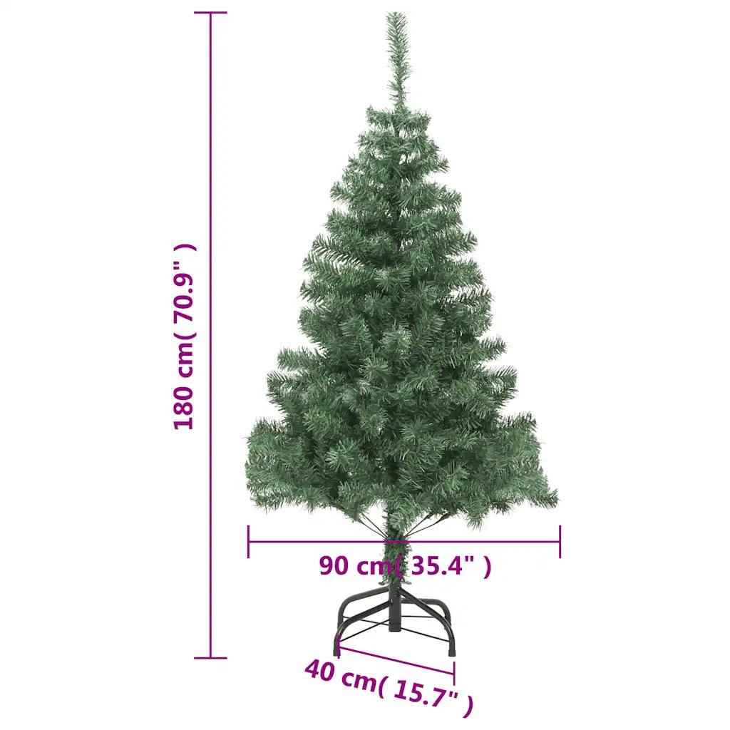 Albero di Natale artificiale verde 180 cm, base 90×40 cm con supporto