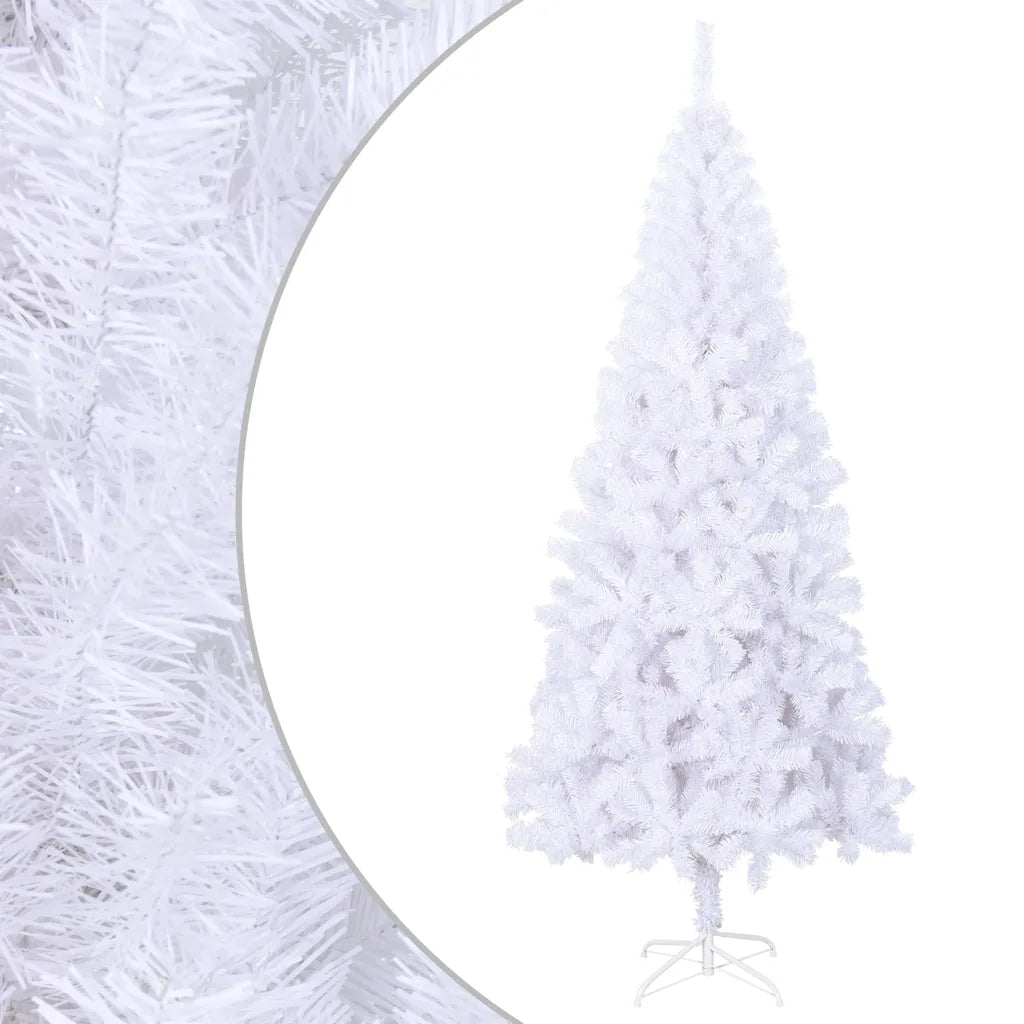 Albero di Natale artificiale bianco, vista laterale con chioma folta