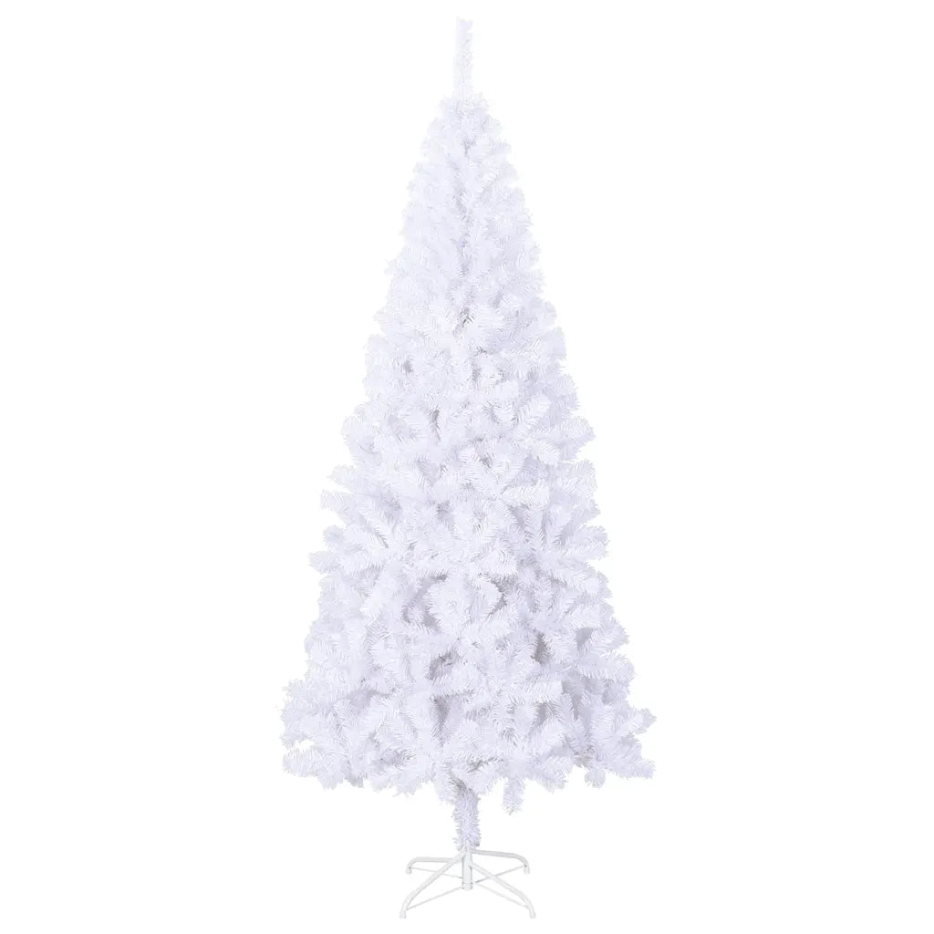 Albero di Natale artificiale bianco conico, base su supporto