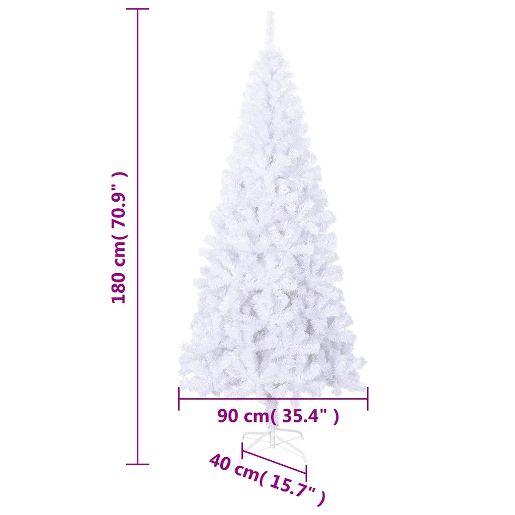 Albero di Natale artificiale bianco: 180 cm, base 90 cm e diametro 40 cm
