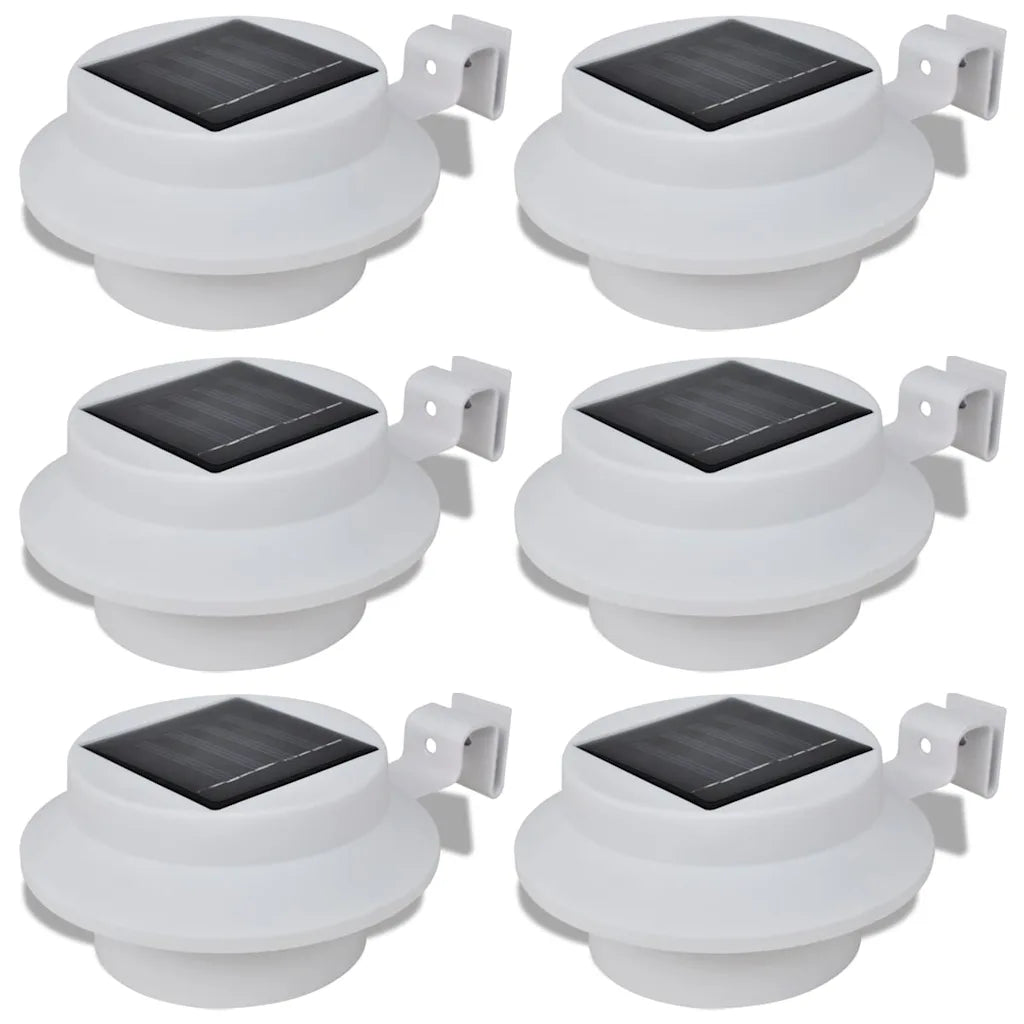 Set di 6 lampade solari da recinzione bianche con pannelli solari neri