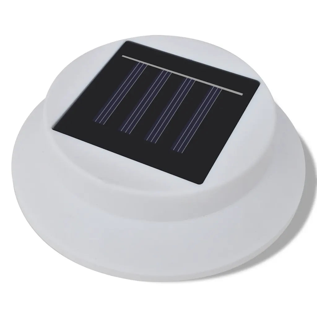Lampada solare da recinzione bianca con pannello solare nero a strisce