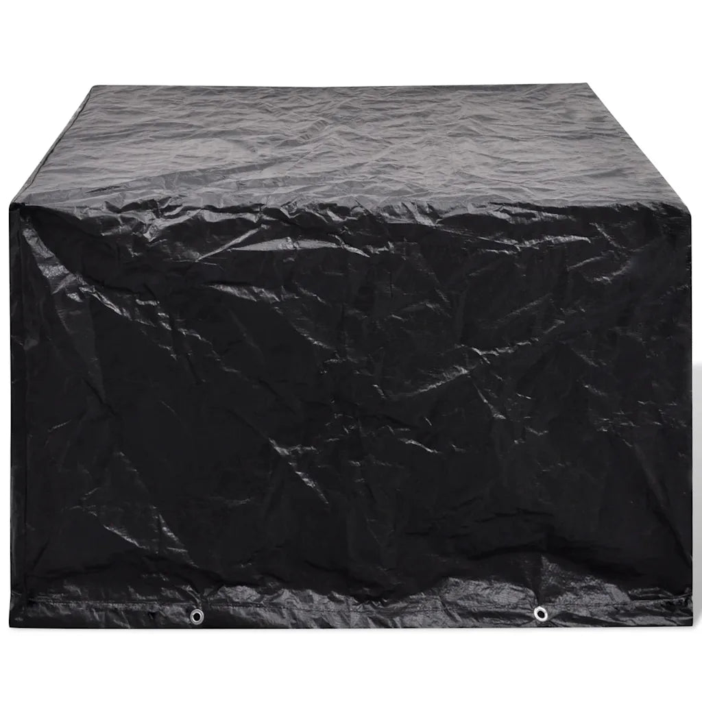 Copertura rettangolare nera per mobili da giardino con occhielli inferiori