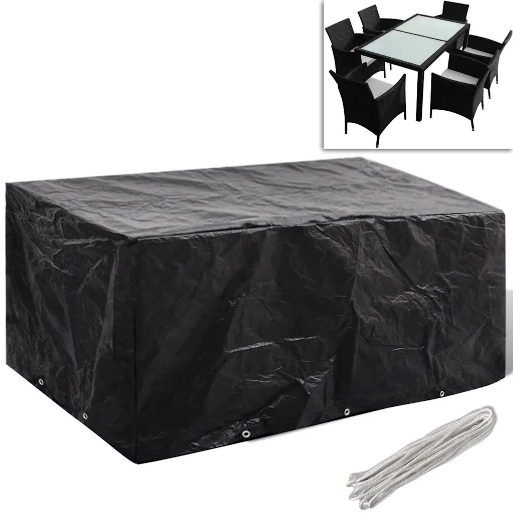 Copertura per mobili da giardino nera con 8 occhielli, misura 240x140x90 cm