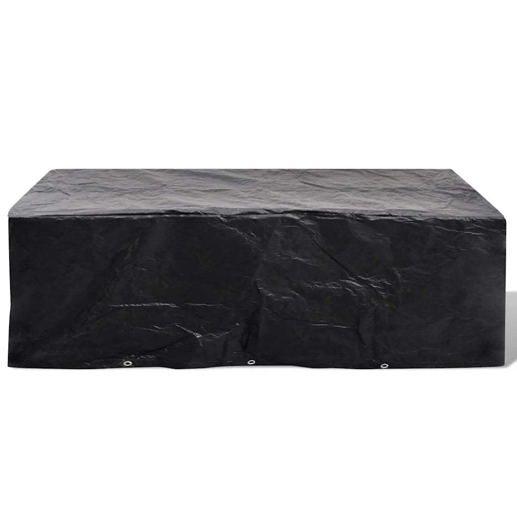 Copertura per mobili da giardino nera con occhielli, bordi rinforzati, 300x140x90 cm