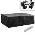 Copertura nera per mobili da giardino con occhielli e corde incluse, 300x140x90 cm