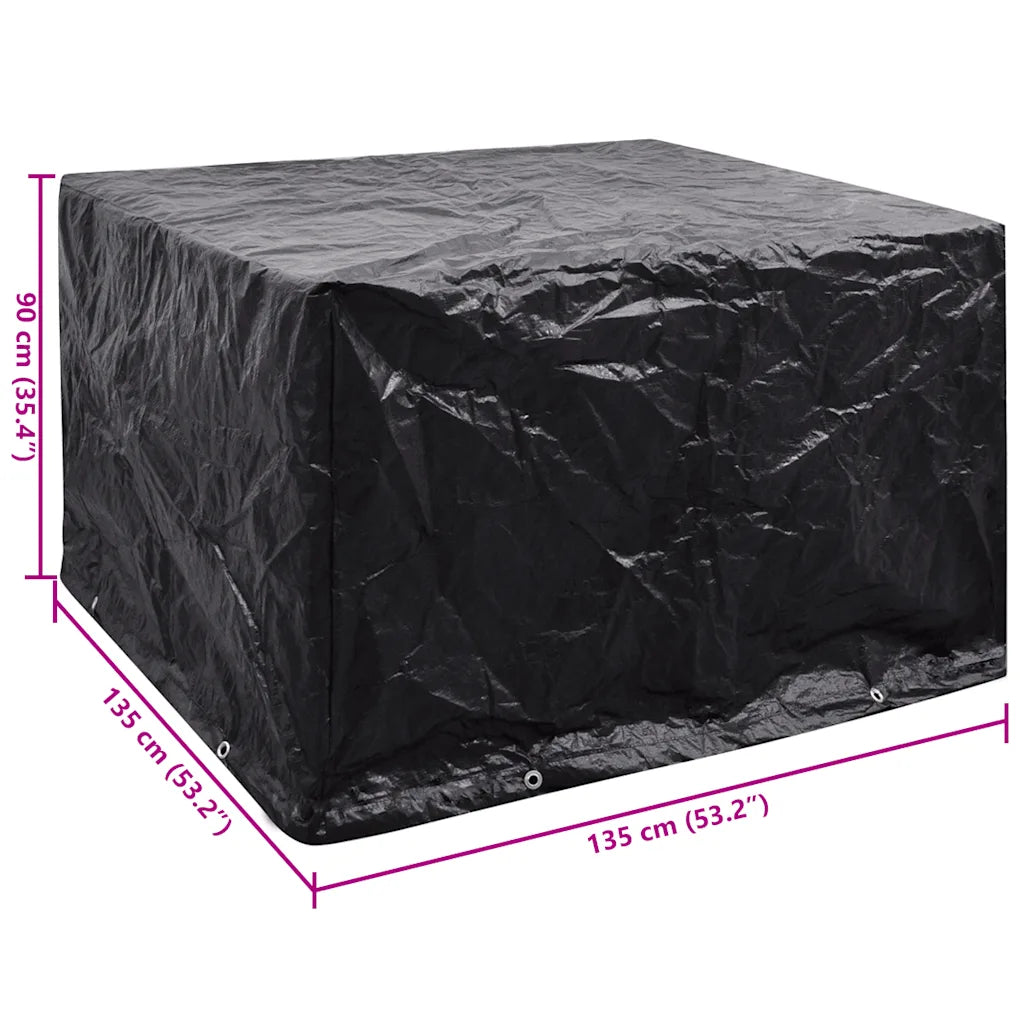 Copertura nera 135x135x90 cm per mobili da giardino, con occhielli ai lati
