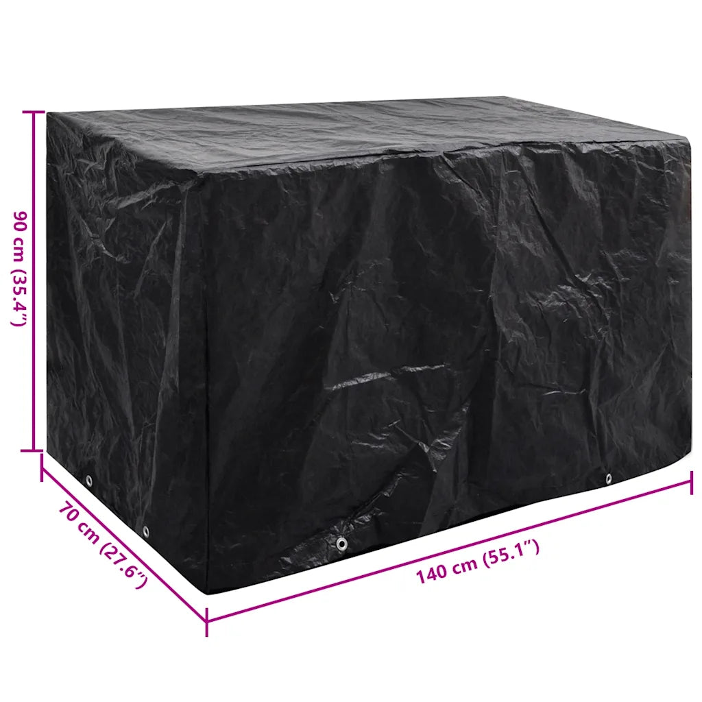 Copertura nera per mobili da giardino 140x70x90 cm, 8 occhielli