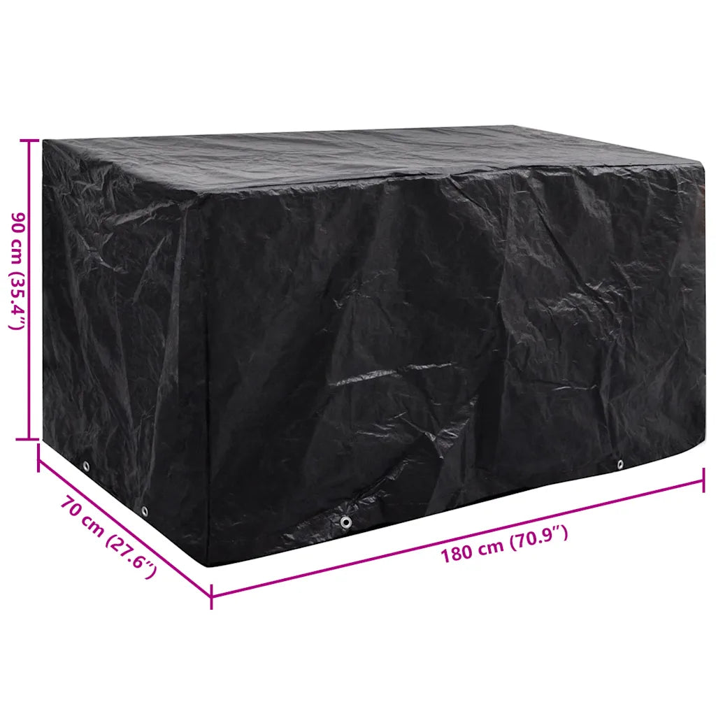 Copertura per mobili da giardino nera 180x70x90 cm con occhielli