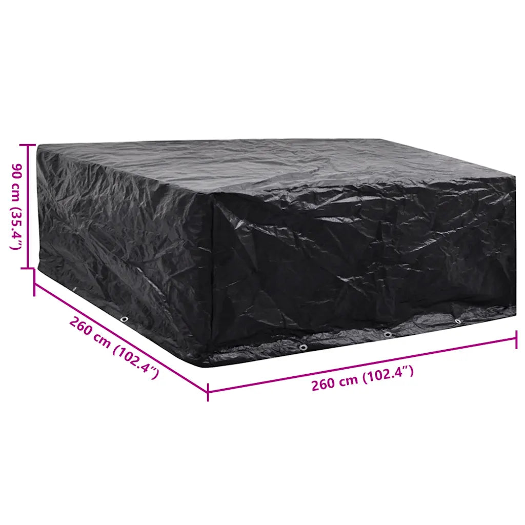 Copertura nera 260x260x90 cm per mobili da giardino, 10 occhielli