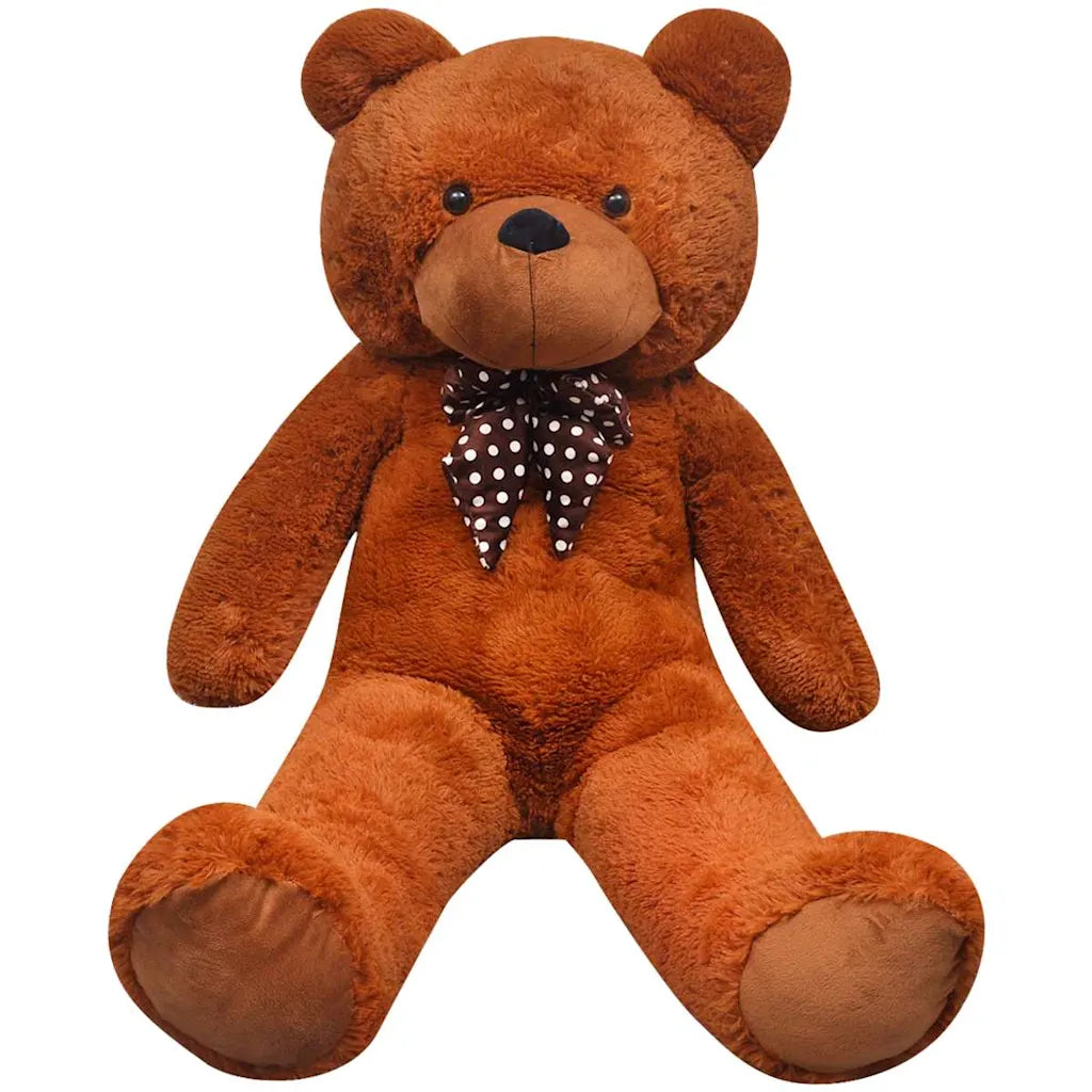 Orsacchiotto di peluche marrone XXL con fiocco a pois, 85 cm