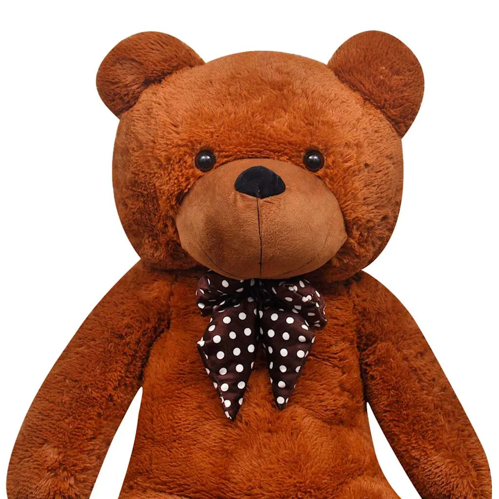Orsacchiotto di peluche marrone XXL con fiocco a pois scuri, 85 cm