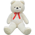 Orsacchiotto di peluche bianco XXL con fiocco rosso, occhi e naso neri, 85 cm