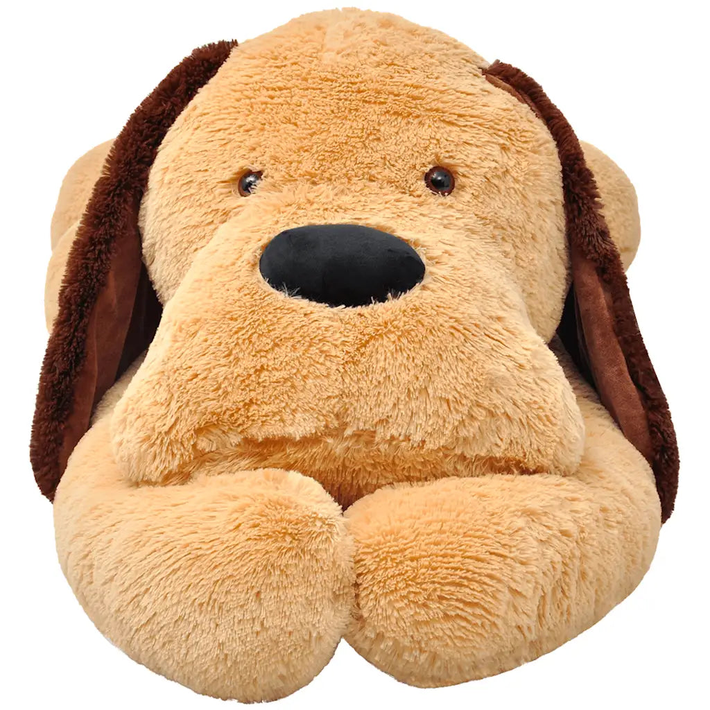 Peluche cane peluche marrone-beige, 80 cm, naso nero e occhi