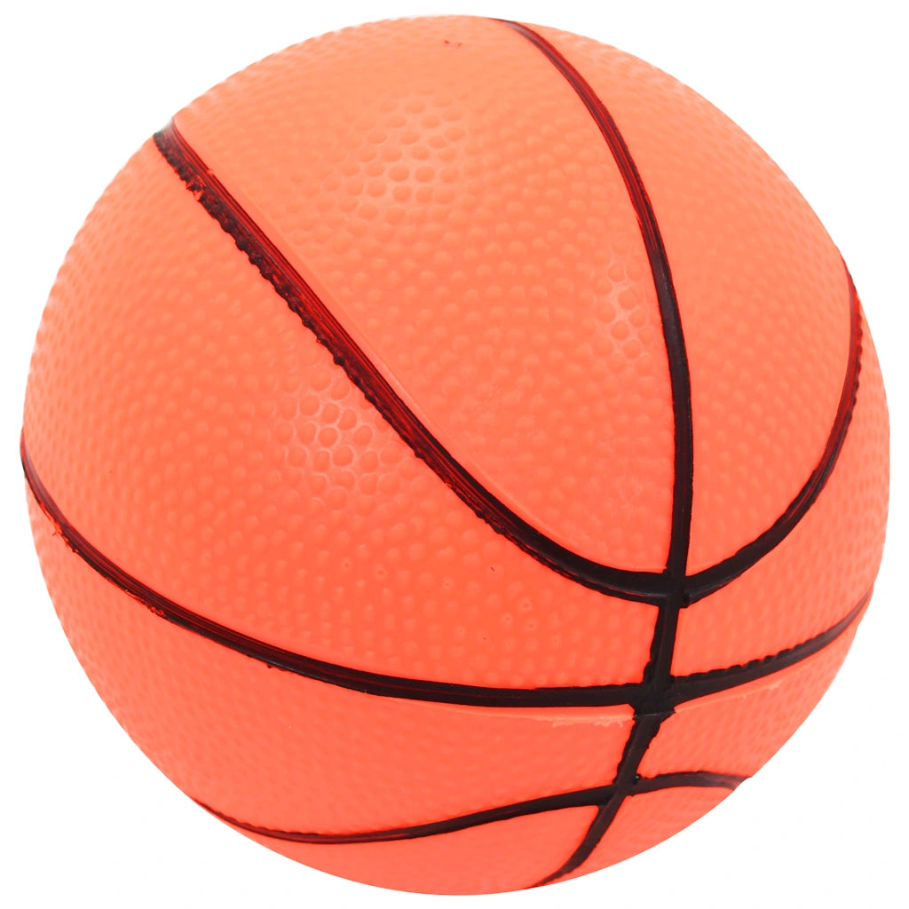 Pallone da basket per bambini arancione con pannelli e cuciture nere.
