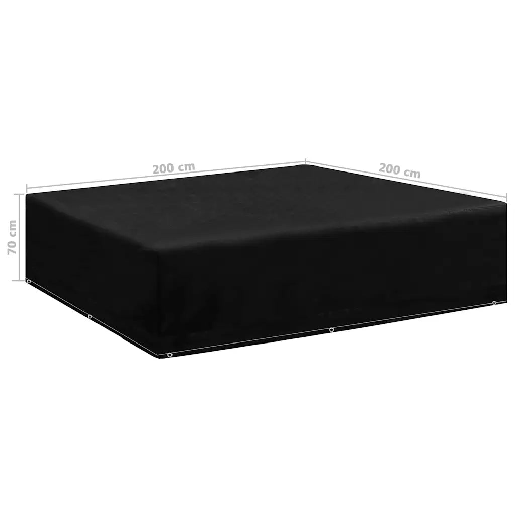 Copertura nera per mobili da giardino 200x200x70 cm con occhielli sui lati