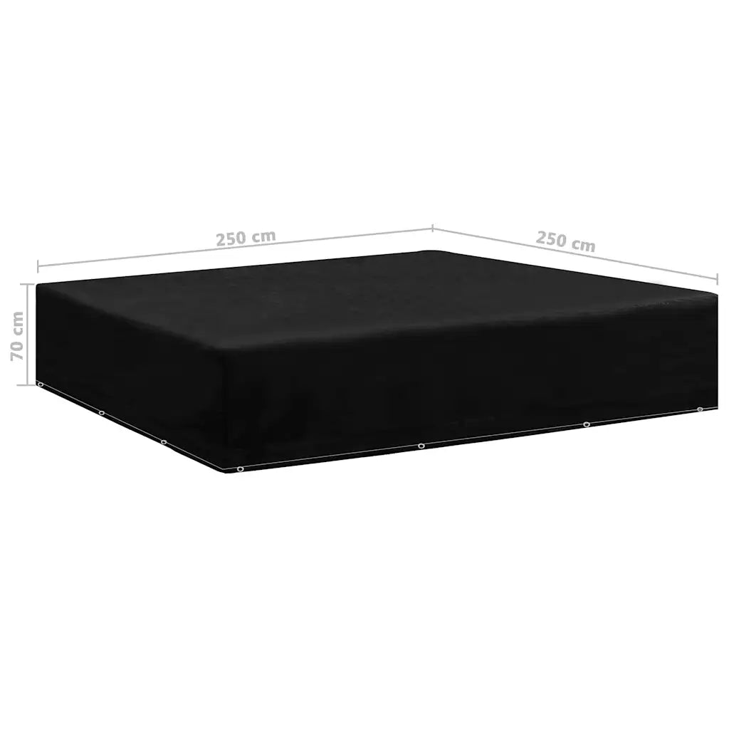 Copertura nera rettangolare per mobili da giardino 250x250x70 cm con occhielli