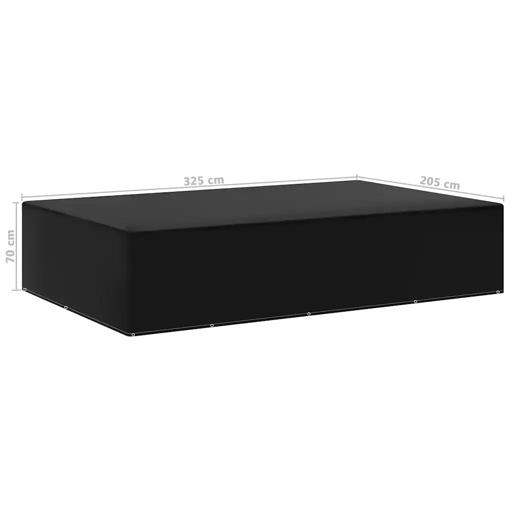 Copertura nera rettangolare per mobili da giardino, 325x205x70 cm