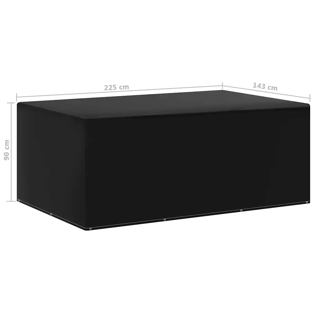 Copertura da giardino rettangolare nera 143x225x90 cm con angoli rinforzati