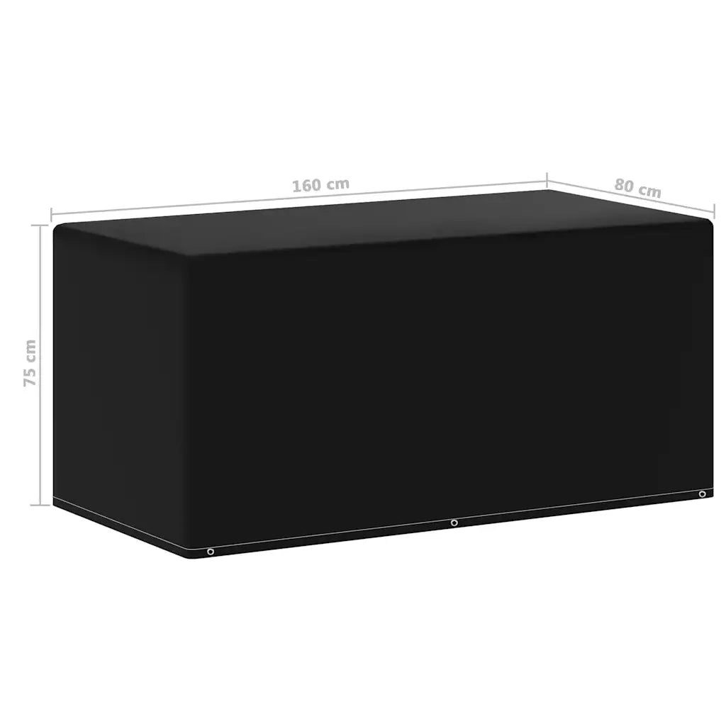 Copertura nera per mobili da giardino 160x80x75 cm con occhielli sui bordi