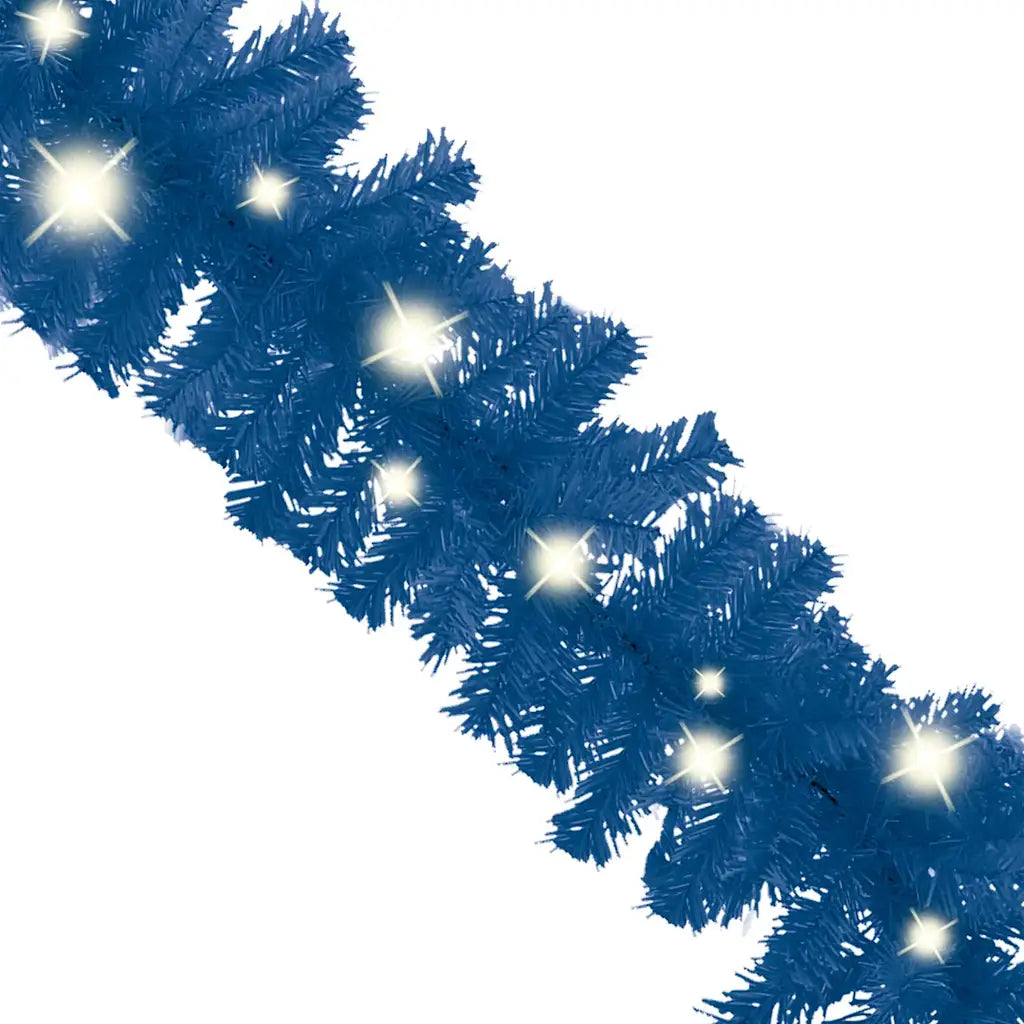 Ghirlanda natalizia blu con luci LED integrate lungo il filo