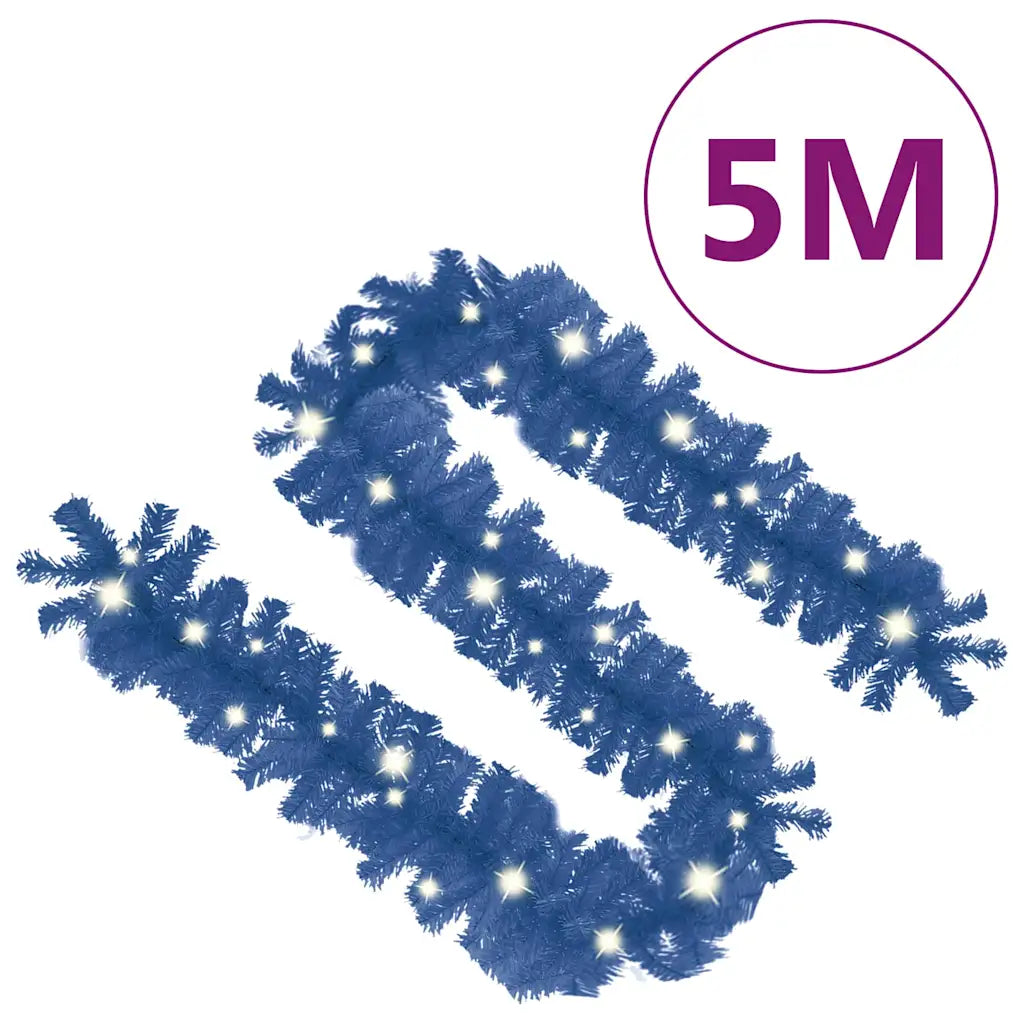 Ghirlanda natalizia blu con luci LED 5 m, doppio ramo curvo