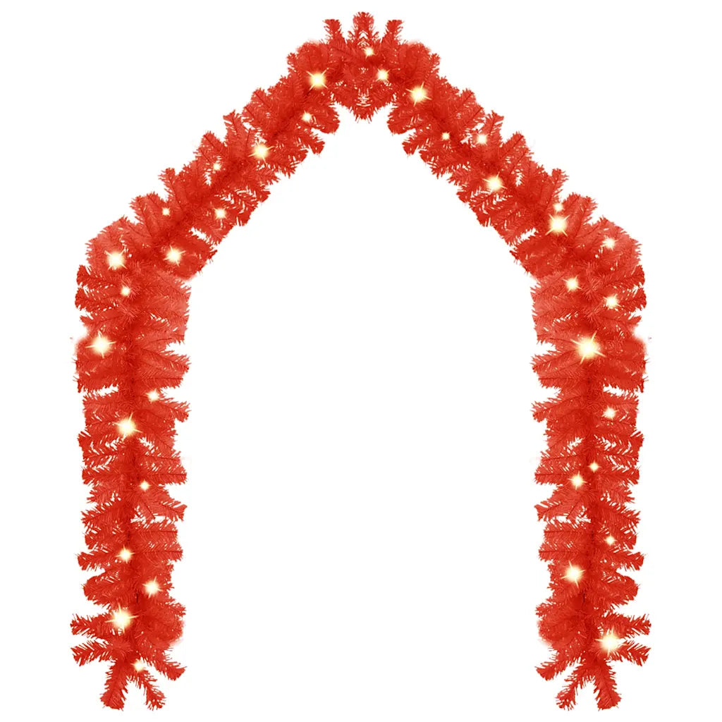 Ghirlanda natalizia rossa con luci LED, forma ad arco