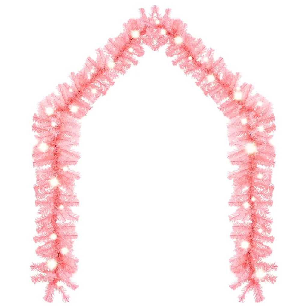 Ghirlanda natalizia rosa ad arco con luci LED, sagoma frontale