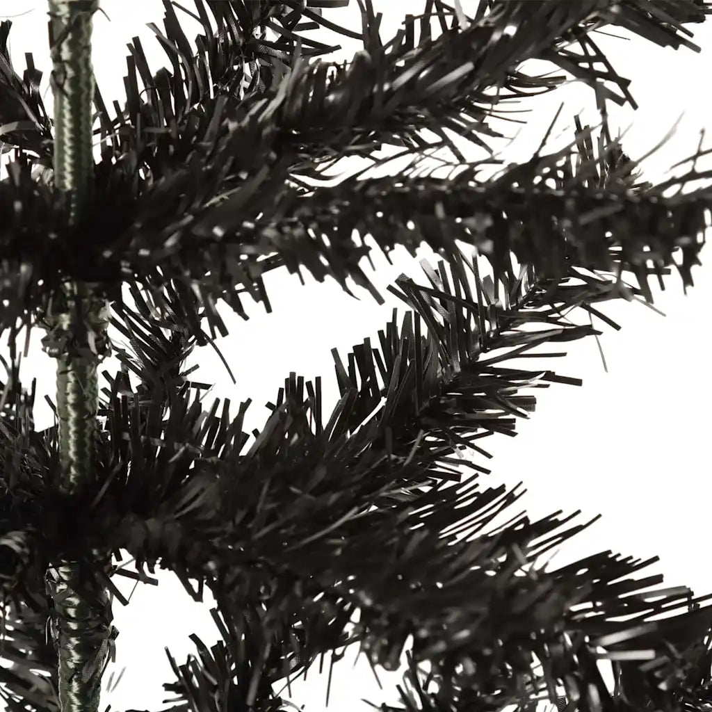 Rami dell’albero di Natale sottile nero artificiale con aghi fitti