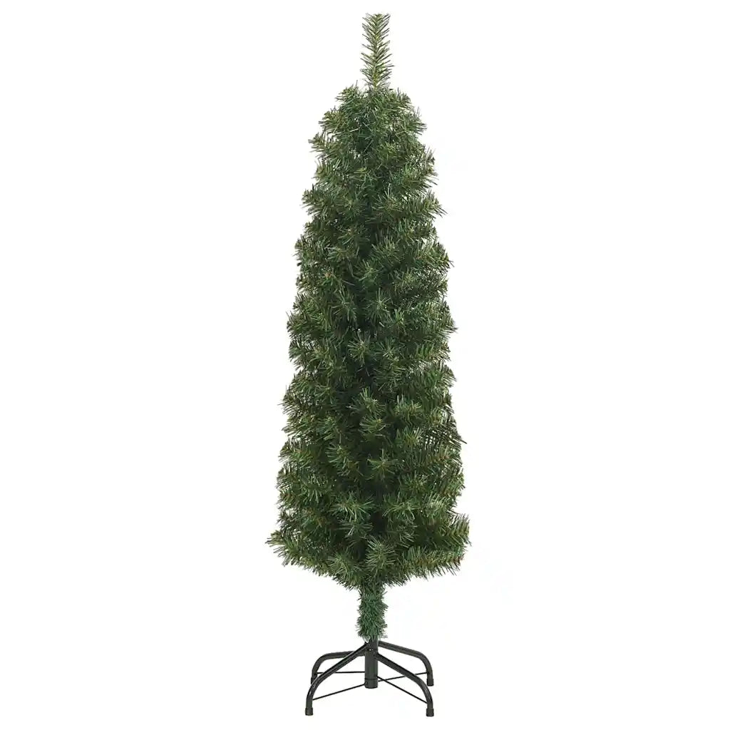 Albero di Natale artificiale verde sottile con base a treppiede