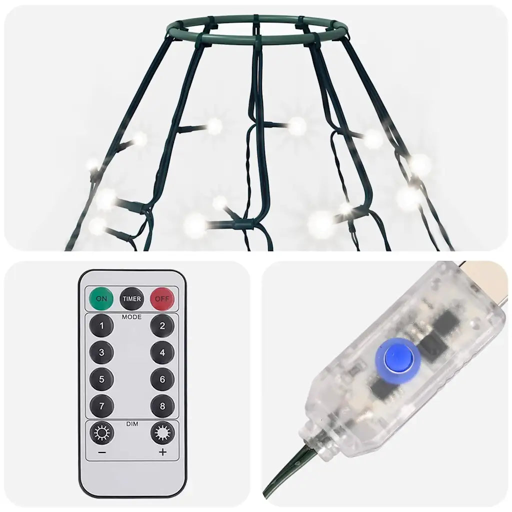 Rete luminosa con telecomando e connettore per LED bianco freddo