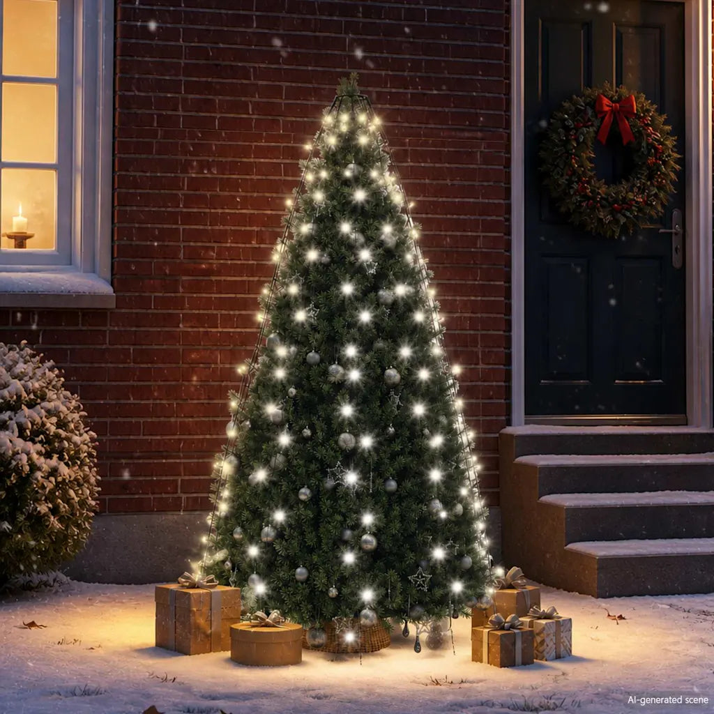 Rete di luci LED per albero di Natale 180 cm, bianco freddo, con 180 LED accesi