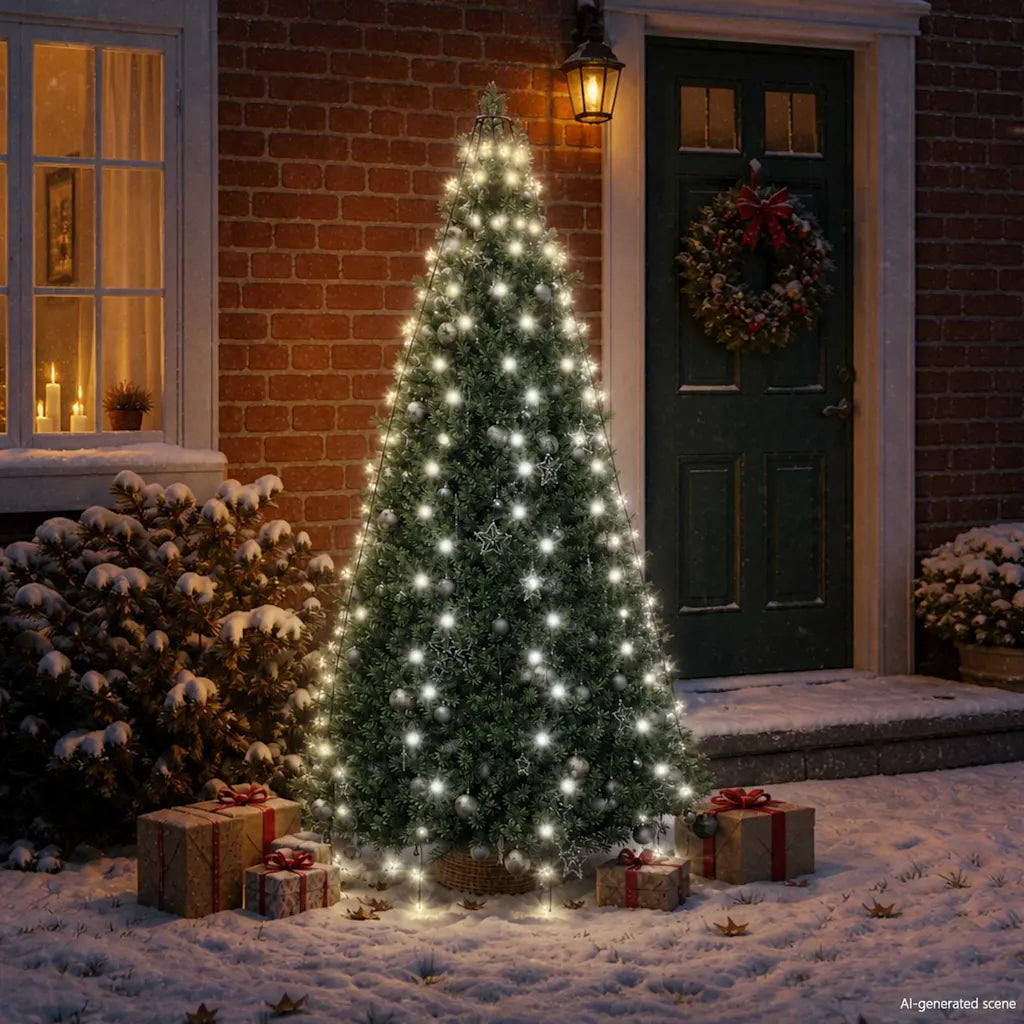 Rete di luci per albero di Natale con LED bianco freddo, uso outdoor